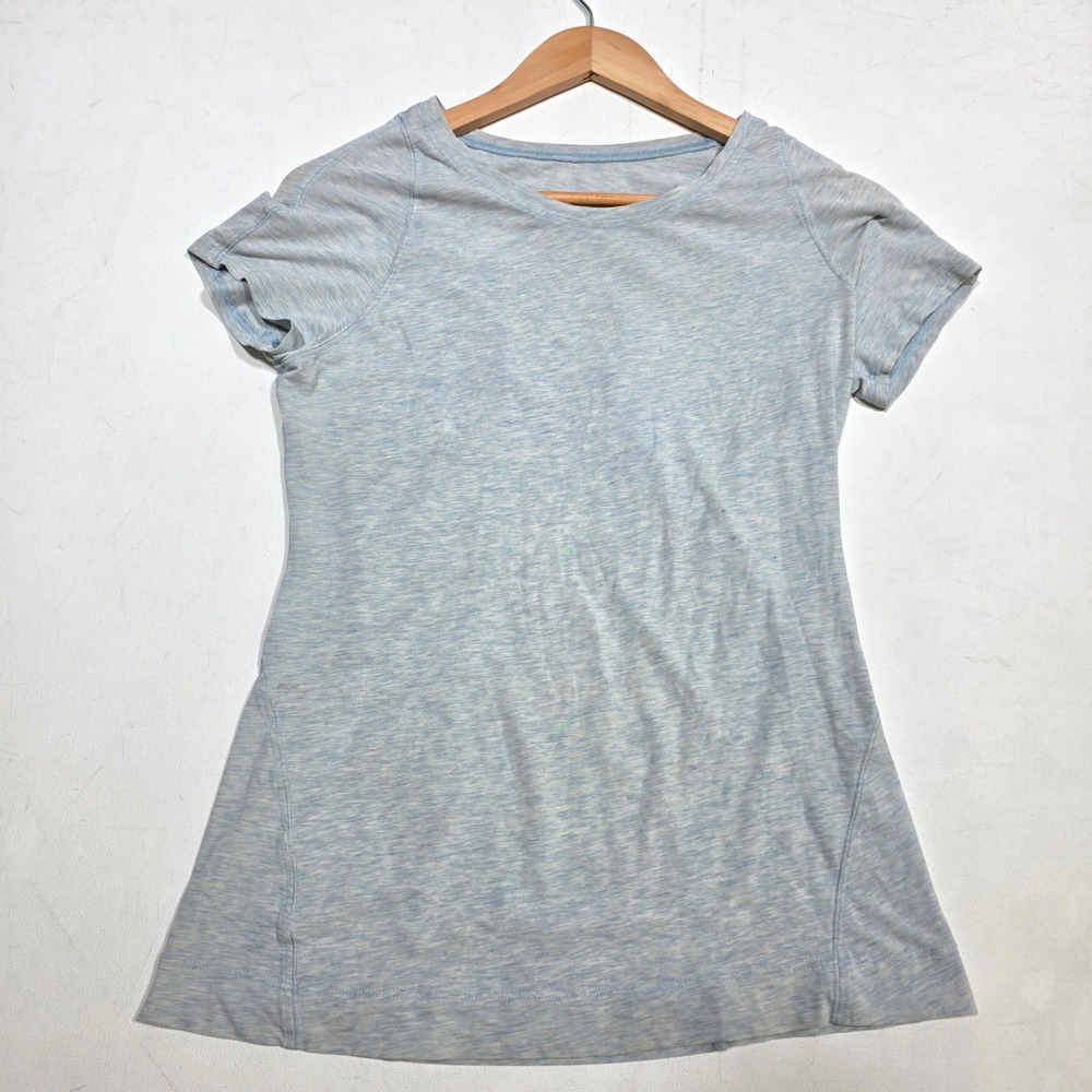 Lululemon Short Sleeve Shirt Womens 6 Blue Heathered Space Dye Athletic Workout